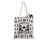 JTOUK Borsa tote ispirata alla linea dance western country musica ballerina regalo per gli amanti della danza, Country Gals Tote Eu, 13.78 inch x 15.75 inch, Large