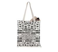 JTOUK Borsa tote per teatro, tragedia, maschera, regalo, teatro, dramma, attore, merchandising, Theatre Life Tote Eu, 14.96”* 6.7”* 11.81” ,Large