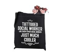 JTOUK Borsa tote tatuata per assistente sociale regalo per assistenti sociali regalo di apprezzamento per colleghi dipendenti, Borsa Tattooed Eu, 14.96”* 6.7”* 11.81” ,Large