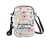 JTOUK California Culture Gift California Gift Life Is Better in California Crossbody Bag California Souvenir, a California Cb Eu, 5.91 Inches ×8.27 Inches