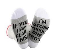 JTOUK Calzini ispirati ai fan di Jessica Fletcher serie omicidio serie misteriosa regalo per fan del crimine, Guardare l'omicidio ha scritto UE, One Size Tall