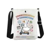 JTOUK Communication Is Connection SLP Logopedista Silly-Goose Borsa a tracolla per linguaggio del linguaggio patologo regalo, Patologo Cb Eu, 8.27 Inches ×6.5 Inches × 0.79 Inches