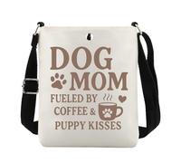 JTOUK Dog Mom Fueled by Coffee and Puppy Kisses Borsa a tracolla Pet Mom Lover Merch, Cane Mamma Cb Eu, 8.27 Inches ×6.5 Inches × 0.79 Inches