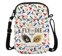 JTOUK Fantasy Reader Gift Dragon Rider Fans Gift Fly or Die Brave The Dark borsa a tracolla per gli amanti dei libri, Coraggiare il buio Cr Eu, 5.91 Inches ×8.27 Inches