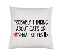 JTOUK Federa per cuscino con scritta "True Crime Addict probabilmente pensando a gatti o serial killers" (Cats Serial Killers PC EU)