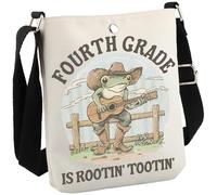 JTOUK First Day Of 4th Grade Gift Fourth Grade Is Rootin' Tootin' Western Frog Teacher Back To School Borsa a tracolla, Quarto grado Cb Eu, 8.27 Inches ×6.5 Inches × 0.79 Inches