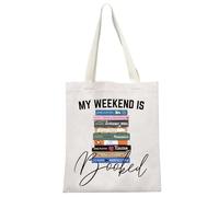 JTOUK J-Austen Bookish Gift Jane Book Bag Austen Book Club Fans Regalo letterario My Weekend Is Booked Tote Bag, Jane Tote Eu Prenotato, 13.78 inch x 15.75 inch, Large