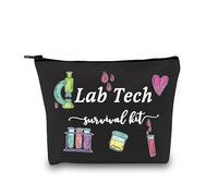JTOUK Lab Tech Kit di sopravvivenza divertente Lab Week Lab Tech regalo tecnico di laboratorio tecnico sacchetto con cerniera borsa per il trucco, Survival Lab Tech Nero Eu, moderno