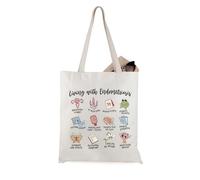 JTOUK Living with Endometriosis Tote Bag Support Endometriosi Consapevolezza Regalo Uterus Merch, Endometriosi Tote Eu, 13.78 inch x 15.75 inch, Large