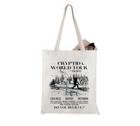 JTOUK Mysterious World Tour Tote Bag Cryptozoologia Regalo per i fan di miti e mostri, World Tour Tote EU, 14.96”* 6.7”* 11.81” ,Large