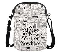 JTOUK New York Travel Gift NYC Souvenirs It Will Always Be New York or Nowhere Borsa a tracolla da viaggio per gli amanti di New York, Be New York Cr Eu, 5.91 Inches ×8.27 Inches