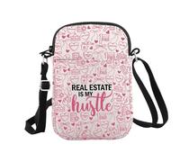 JTOUK Real Estate Is My Hustle Borsa a tracolla Novità Agente Realtor Regalo Apprezzamento Regalo, Immobili Cr Eu, 5.91 Inches ×8.27 Inches