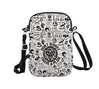 JTOUK RPG Gamer Gift Don't Worry I Have Plan Grossbody Bag Gioco di ruolo Dadi D20 GM Game master Regalo, Ho Piano Cr Eu, 5.91 Inches ×8.27 Inches