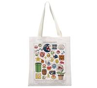 JTOUK Super M Movie Videogiochi Ispirato Regalo Mushroom Kingdom Objects Game Lover Tote Bag per Videogiochi, Kingdom Objects - Borsa a tracolla, 13.78 inch x 15.75 inch, Large