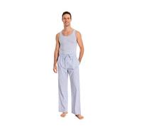 JTPW Pigiama comodo da uomo in popeline tessuto 100% cotone con tasche, bianco a quadri blu, dimensioni: L