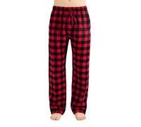 JTPW Pigiama comodo da uomo in popeline tessuto 100% cotone con tasche, Black Red Check, Size: S