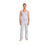 JTPW Pigiama comodo da uomo in popeline tessuto 100% cotone con tasche, grigio bianco a righe, dimensioni: XL