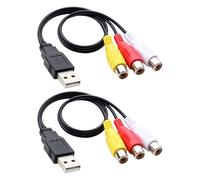JTQYFI Connettore USB su presa 3RCA AV Video cavo audio connettori modellati scarico della trazione per angoli stretti USB AV adattatore composito