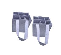 JTQYFI Portabottiglie in feltro premium da 2 con divisori a 6 scomparti, tessuto spesso e maniglia ergonomica per feste o regali (118 caratteri) Portabottiglie in feltro con maniglia