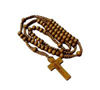 JTQYFI Rosario con perline di legno a forma di croce, gioiello santo, ornamenti per compleanno, matrimonio, festival, feste, decorazioni, croce, rosario, collana da uomo