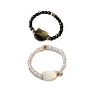 JTQYFI Set Di 2 Eleganti Gatti Bianchi Nero Anelli Di Fascino Per Le Donne Uomini Naturale Pietra Di Luna Ossidiana Dita Anelli Accessori Partito