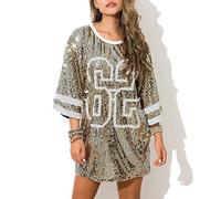 JTRHD Carro Armato Scintillante delle Donne Sexy T-Shirt a Maniche Lunghe da Donna con Paillettes digitali Shimmer Decorate Top t-Shirt per la Camicetta del Club (Colore : Gold, Size : One Size)