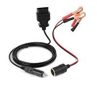 Jtron OBD2 Car Memory Saver 2 in 1, Cavo di alimentazione di emergenza ECU per veicolo con clip a coccodrillo da collegare su batteria auto 12V e presa di prolunga di alimentazione per accendisigari