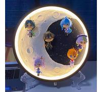 jtsgwop 30 cm Genshin Impact PVC Collectible Game Night Light Character Model Anime Toys Tricolor Adjustment USB (Color: Naturale)