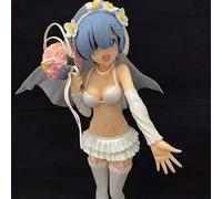 jtsgwop Anime Girl Figure 23CM Anime Re:Life in A Different World from Zero Rem Re Zero Rem Abito da sposa PVC Action Figure Statua Modello da collezione Bambola Giocattoli per adulti Ornamento