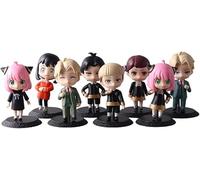 jtsgwop Anya Forger, Yor, Yuri, Loid, Becky, set di 8 statuette in PVC per cosplay in stile cartone animato, statuette di anime da collezione, decorazione, regalo, 8,9 cm