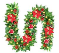 JTSIOV Ghirlanda Natalizia, 2,7 Metri con 30 LED, a Batteria, Impermeabile IP65, con Timer, per Interni ed Esterni, Ideale per Scale, Caminetto e Porta d'Ingresso