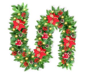 JTSIOV Ghirlanda Natalizia, 2,7 Metri con 30 LED, a Batteria, Impermeabile IP65, con Timer, per Interni ed Esterni, Ideale per Scale, Caminetto e Porta d'Ingresso