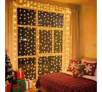 JTSIOV Tenda Luminosa Natale, 3x3m 300 LED con Telecomando e 10 Ganci, USB, 8 Modalità 10 Livelli Luminosità con Timer, IP44 Impermeabile, Luci di Natale per Giardino, Matrimonio, Camera da Letto