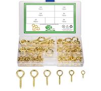 Jttxiu 120 Pezzi Bulloni a Occhiello, Occhio Bulloni Ganci Avvitabili con Filettatura, Viti a Occhiello, Ganci a Vite per Legno, Artigianato, Mobili (oro)