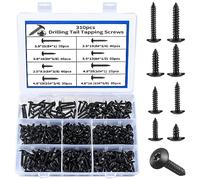 Jttxiu Set da 310 Viti Autofilettanti torx, Viti in Lamiera con Rondella, Set Assortito di Viti da Carrozzeria a Testa Piana, Viti per Legno, Viti Torx per Mobili e Cartongesso (nero)