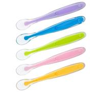 JTUYPT 5 pcs Cucchiaino Svezzamento Cucchiaio per Bambini Cucchiaino Silicone Neonato con Manico Lungo e Punta Morbida Cucchiaini per Alimentazione per Bambini 4 Mesi+ Lavabili in Lavastoviglie