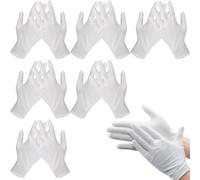 JTUYPT 6 Pcs Guanti Cotone Guanti Cotone Bianchi Guanti Bianchi Guanti Cotone Unisex Guanti Stoffa Lavabili per la Cura della Pelle Lavoro Quotidiano Guanti per Crema Mani Notte Morbidi e Traspiranti