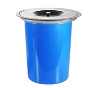 JTWWDM Pattumiera da Banco con Coperchio Sollevamento Manuale in Acciaio Inossidabile da 5L/8L, con Coperchio Rimovibile, Bordi Lisci Rotondi Neri o Argento, Pattumiera Banco Blu,Argento,5L