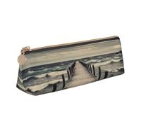JTXSFYZPB Coastal Pier - Astuccio in pelle portamatite portatile cancelleria organizer box stampato piccolo portapenne con cerniera per bambini ragazze ragazzi donne uomini, bianco, Taglia unica,