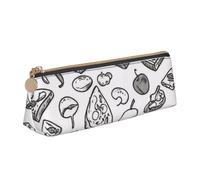 JTXSFYZPB Fast Food - Astuccio in pelle portamatite portatile cancelleria organizzatore scatola stampata piccolo portapenne con cerniera per bambini ragazze ragazzi donne uomini, bianco, Taglia unica,