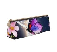 JTXSFYZPB Fiori Farfalla - Astuccio in pelle astuccio portamatite portatile cancelleria organizzatore scatola stampata piccolo portapenne con cerniera per bambini ragazze ragazzi donne uomini, bianco,