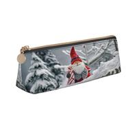 JTXSFYZPB Funny Snow Santa Claus - Astuccio in pelle per matite portatile, organizer per cancelleria, piccolo portapenne con cerniera, per bambini, ragazze, ragazzi, donne, uomini, bianco, Taglia