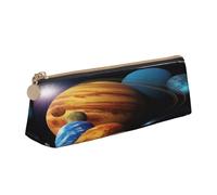 JTXSFYZPB Motivo pianeta, astuccio in pelle per matite, astuccio portatile per cancelleria, organizer con stampa, piccolo portapenne con cerniera, per bambini, ragazze, ragazzi, donne, uomini, bianco,