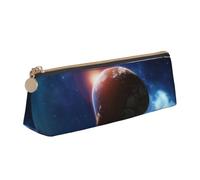 JTXSFYZPB Planets in Space Background - Astuccio in pelle astuccio portamatite portatile cancelleria organizzatore scatola stampata piccolo portapenne con cerniera per bambini ragazze ragazzi donne