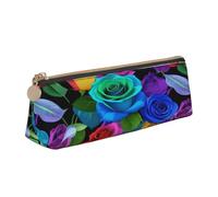 JTXSFYZPB Rose multicolori - Astuccio in pelle portamatite portatile cancelleria organizzatore scatola stampata piccolo portapenne con cerniera per bambini ragazze ragazzi donne uomini, bianco, Taglia