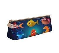 JTXSFYZPB Sea Life - Astuccio in pelle portamatite portatile cancelleria organizzatore scatola stampata piccolo portapenne con cerniera per bambini ragazze ragazzi donne uomini, bianco, Taglia unica,