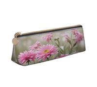 JTXSFYZPB Stile fiori rosa - Astuccio in pelle astuccio portamatite portatile cancelleria organizzatore scatola stampata piccolo portapenne con cerniera per bambini ragazze ragazzi donne uomini,