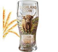 JTYEBY Bicchieri da Birra in Vetro, 500ML, Forme di Highland Cow, Bicchiere di Grano Bicchiere Grano Pils Bicchieri Per Birra Boccale Boccale di Lavabile in Lavastoviglie (Trasparente)