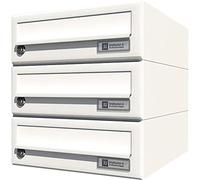 Ju Ju Be HBFA3/08-302 WEIß RAL9016 JU-Cassetta delle Lettere Domestica, 3 Pezzi, 300 x 330 x 380 mm, Acciaio Bianco RAL 9016