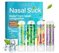 Juadnic Inalatore nasale 4 Pezzi, Inalatore Oli Essenziali alla Menta, Nasal Stick al mentolo per alleviare Il Naso Chiuso e Migliorare la respirazione, Inalatore rinfrescante per Mente Lucida